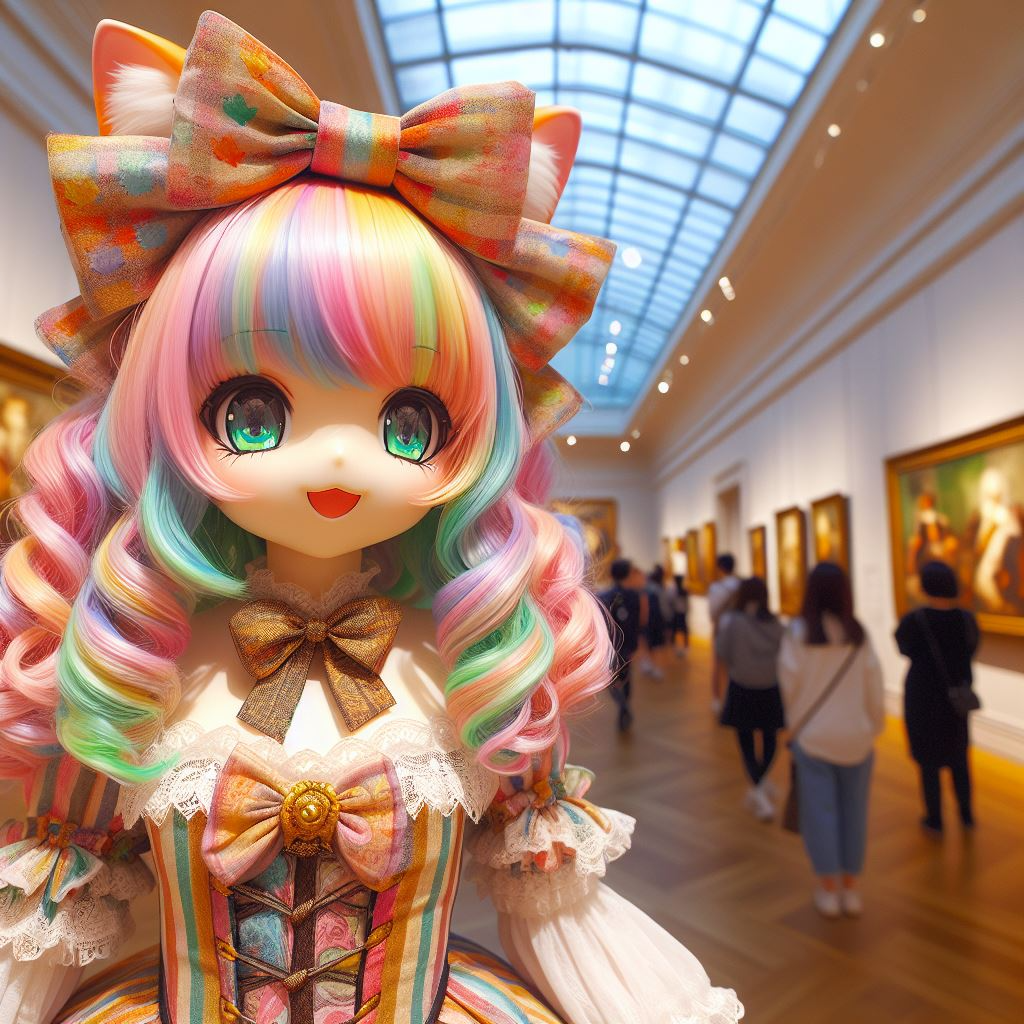 Nekomimi girls in an art gallery